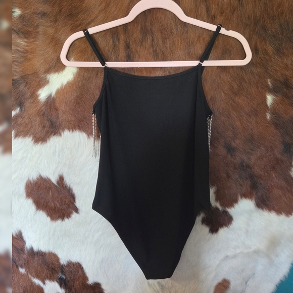 Black Bodysuit with Silver Fringe - Picture 4 of 6
